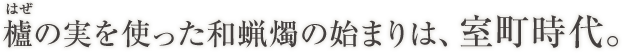 櫨（はぜ）の実を使った和蝋燭の始まりは、室町時代。