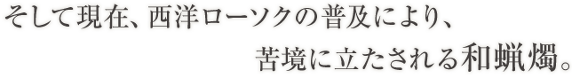 そして現在、西洋ローソクの普及により、苦境に立たされる和蝋燭。