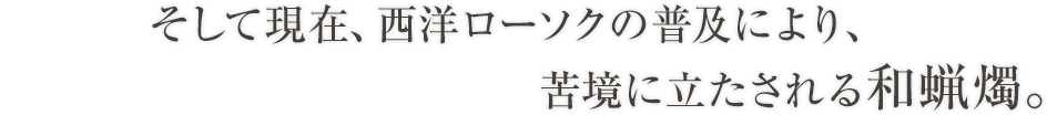 そして現在、西洋ローソクの普及により、苦境に立たされる和蝋燭。